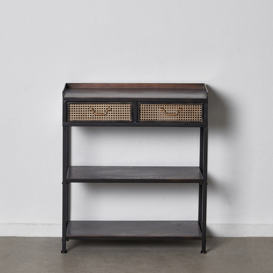 MUEBLE RECIBIDOR NEGRO-MARRÓN METAL 75,50 X 38 X 85 CM