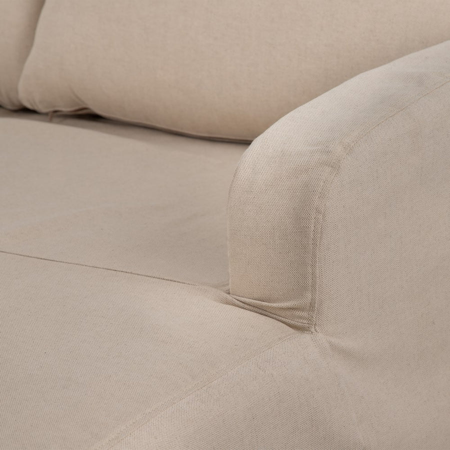 SOFÁ CHAISE LONGUE BEIGE TEJIDO SALÓN 249 X 160 X 73 CM