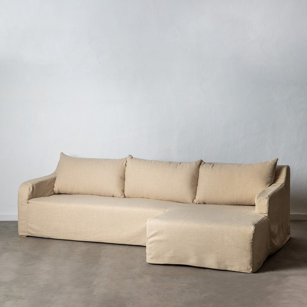 SOF� CHAISE LONGUE BEIGE TEJIDO SAL�N 249 X 160 X 73 CM