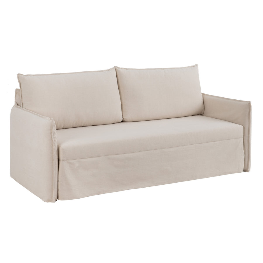 BEIGE FABRIC NEST SOFA BED LIVING ROOM 215 X 100 X 97 CM