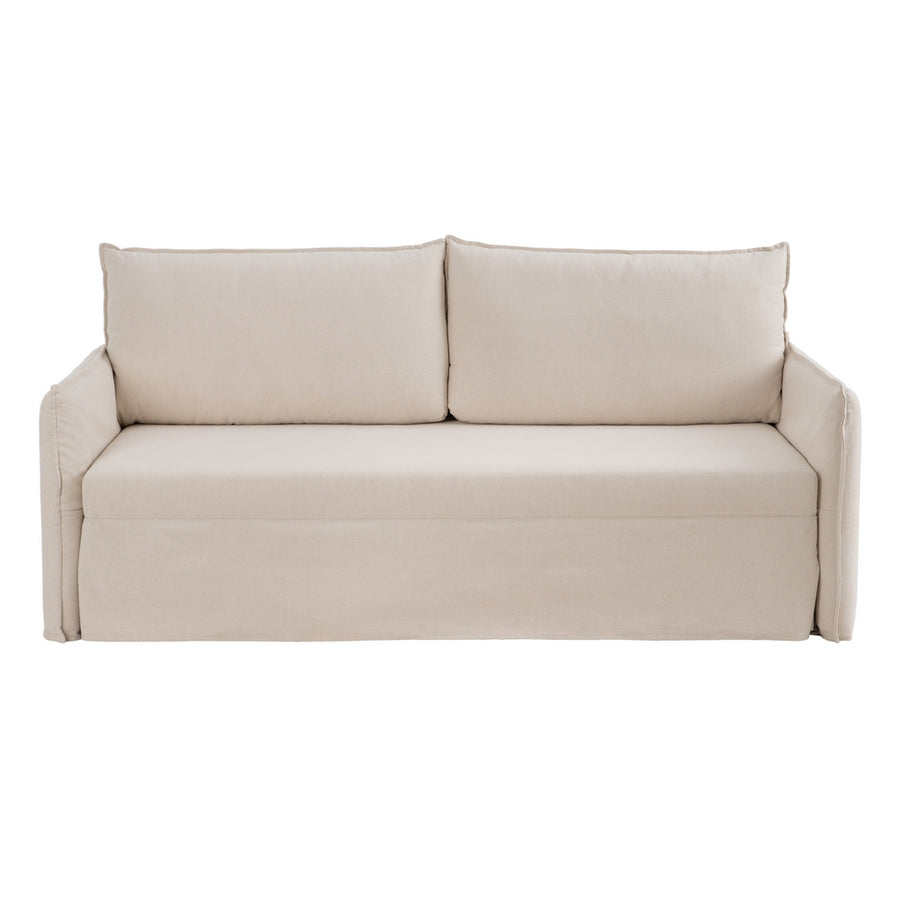 BEIGE FABRIC NEST SOFA BED LIVING ROOM 215 X 100 X 97 CM