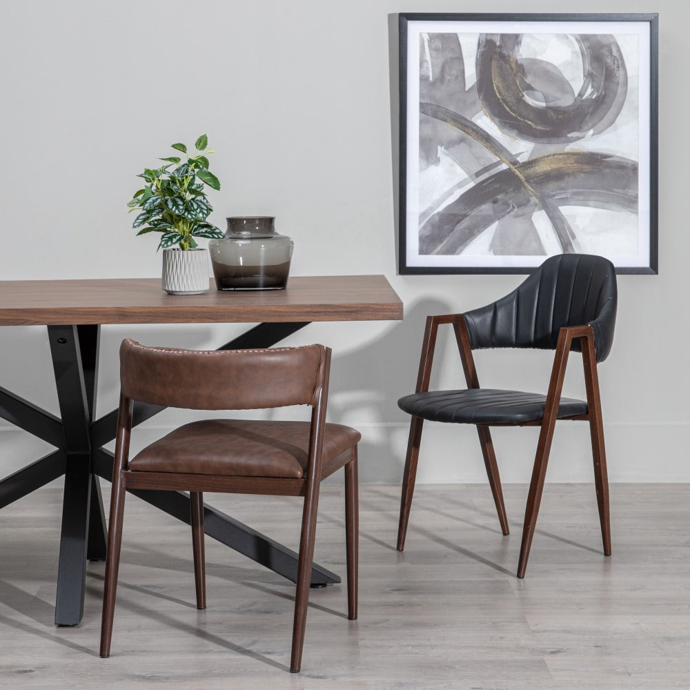 MESA COMEDOR MARR�N-NEGRO DM-METAL 160 X 90 X 76 CM