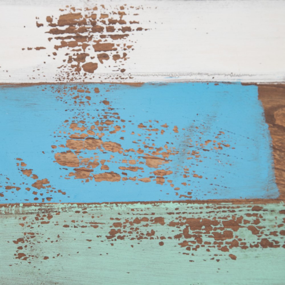 BROWN-BLUE WOOD / METAL DESK 140 X 35 X 77 CM