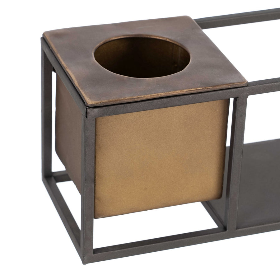 MACETERO ESTANTE ORO-NEGRO METAL 40 X 12 X 13,50 CM
