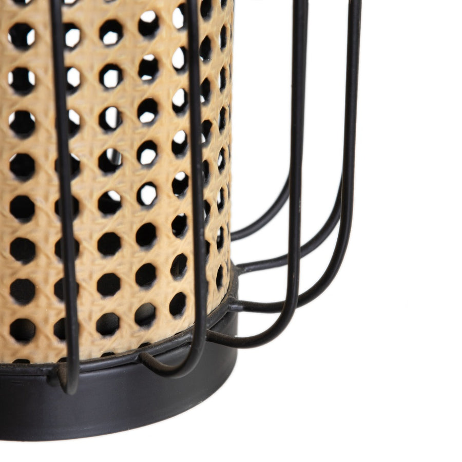 PORTAVELAS NATURAL-NEGRO METAL 18,50 X 18,50 X 16,50 CM