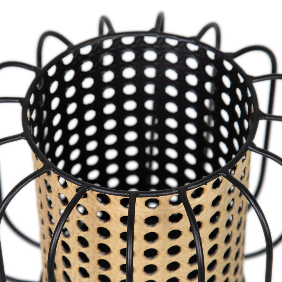 PORTAVELAS NATURAL-NEGRO METAL 18,50 X 18,50 X 16,50 CM