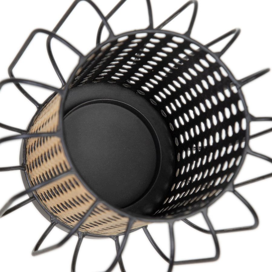 PORTAVELAS NATURAL-NEGRO METAL 18,50 X 18,50 X 16,50 CM