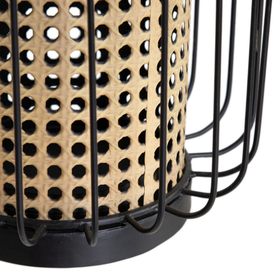 PORTAVELAS NATURAL-NEGRO METAL 21,50 X 21,50 X 19 CM