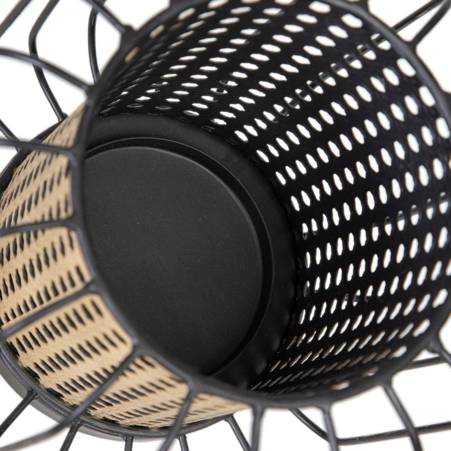 PORTAVELAS NATURAL-NEGRO METAL 21,50 X 21,50 X 19 CM