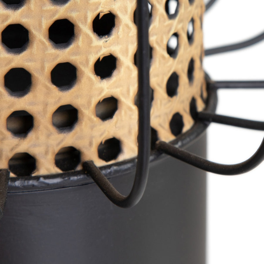 CANDLE HOLDER NATURAL-BLACK METAL 20 X 20 X 21 CM