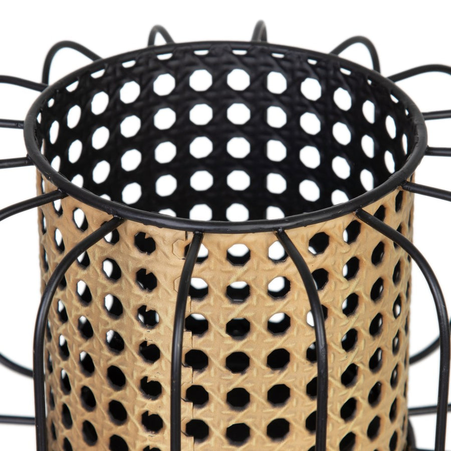 CANDLE HOLDER NATURAL-BLACK METAL 20 X 20 X 21 CM