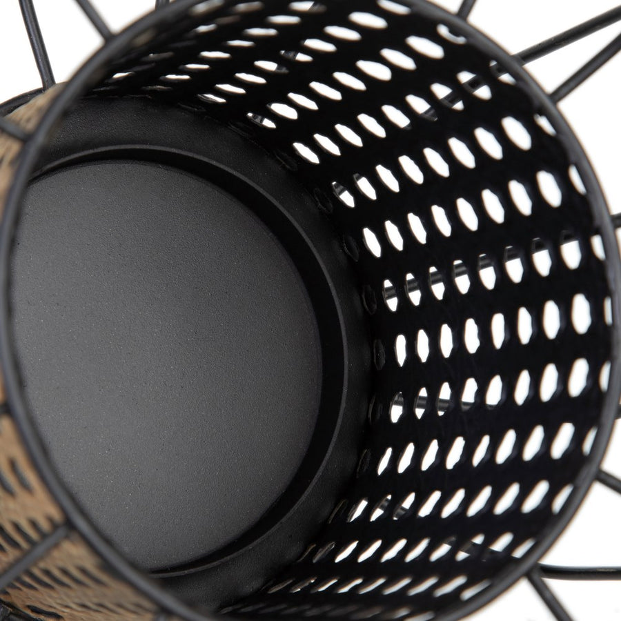 CANDLE HOLDER NATURAL-BLACK METAL 20 X 20 X 21 CM