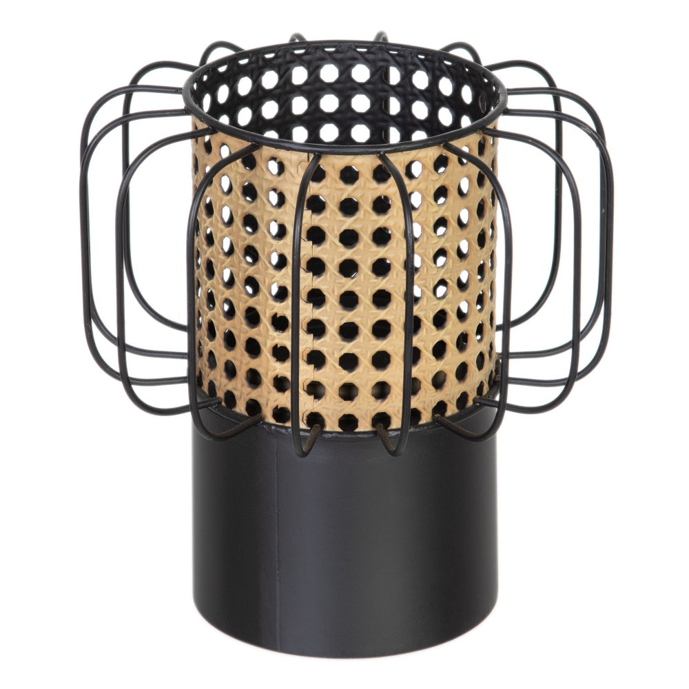 CANDLE HOLDER NATURAL-BLACK METAL 20 X 20 X 21 CM