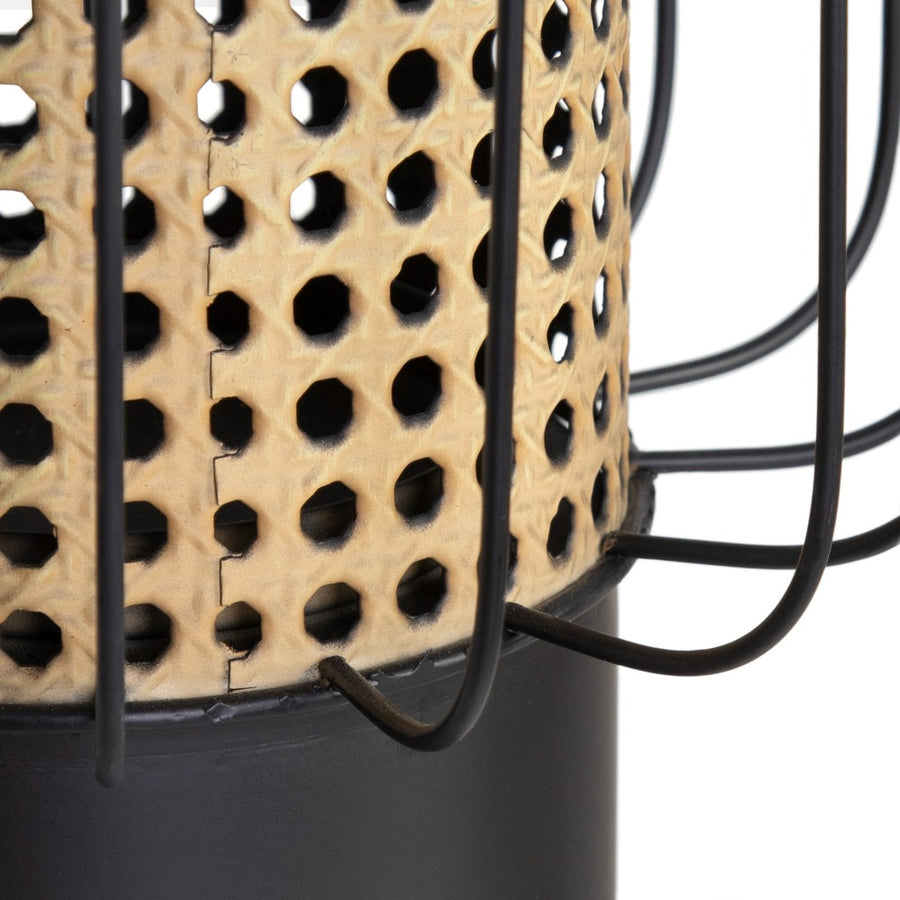 PORTAVELAS NATURAL-NEGRO METAL 23 X 23 X 28 CM