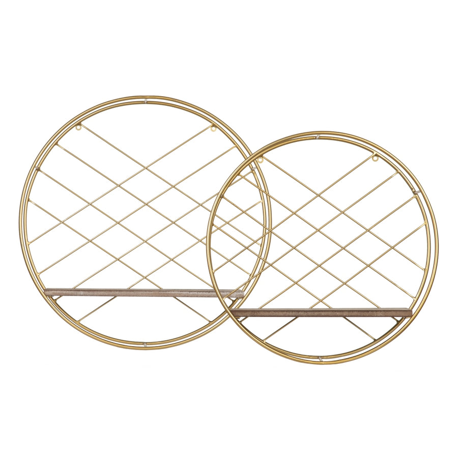 ESTANTE NATURAL-ORO METAL / MADERA 43 X 13 X 43 CM