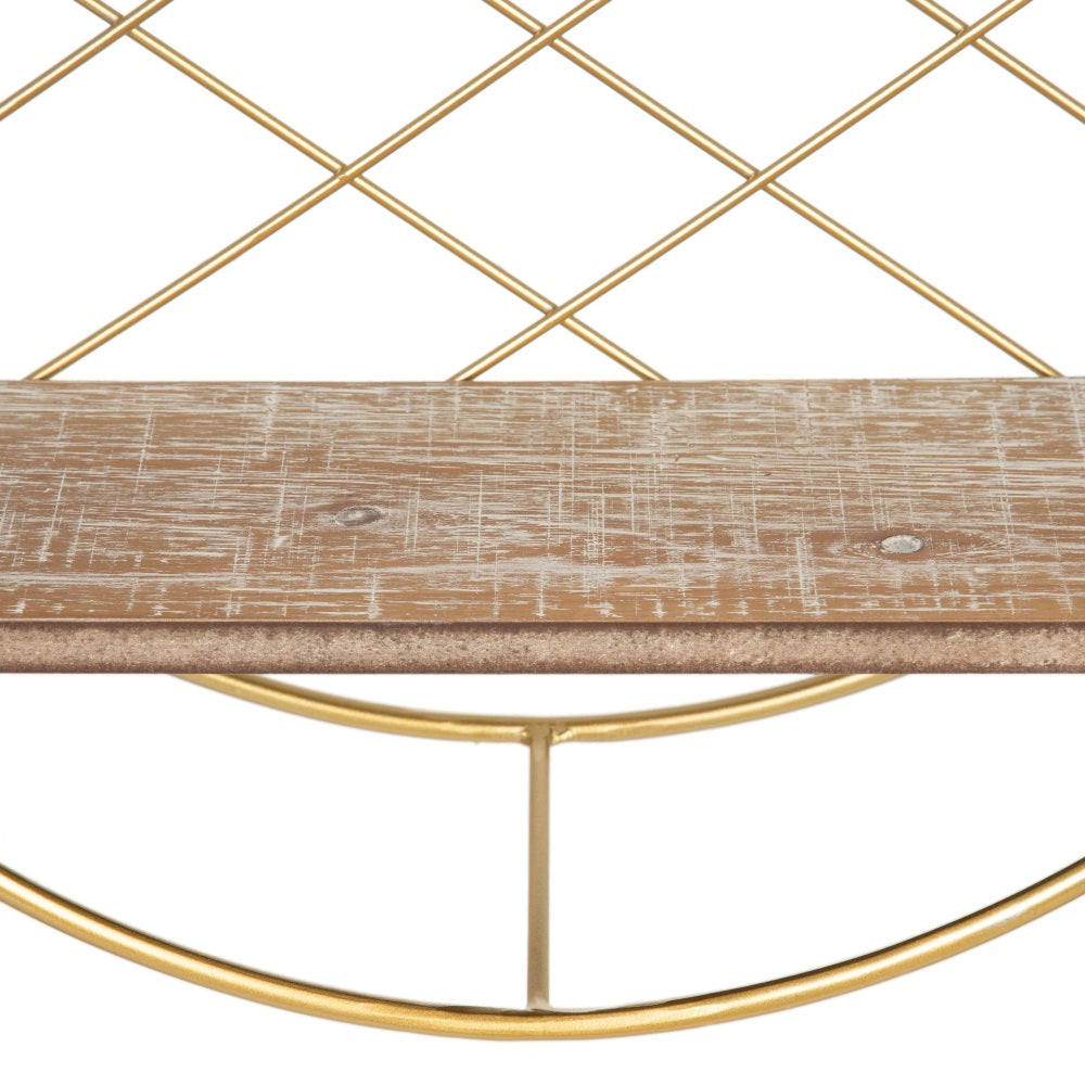 ESTANTE NATURAL-ORO METAL / MADERA 43 X 13 X 43 CM
