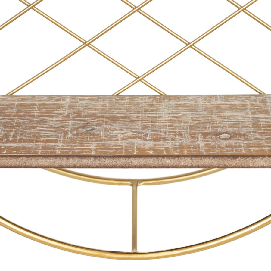 ESTANTE NATURAL-ORO METAL / MADERA 43 X 13 X 43 CM
