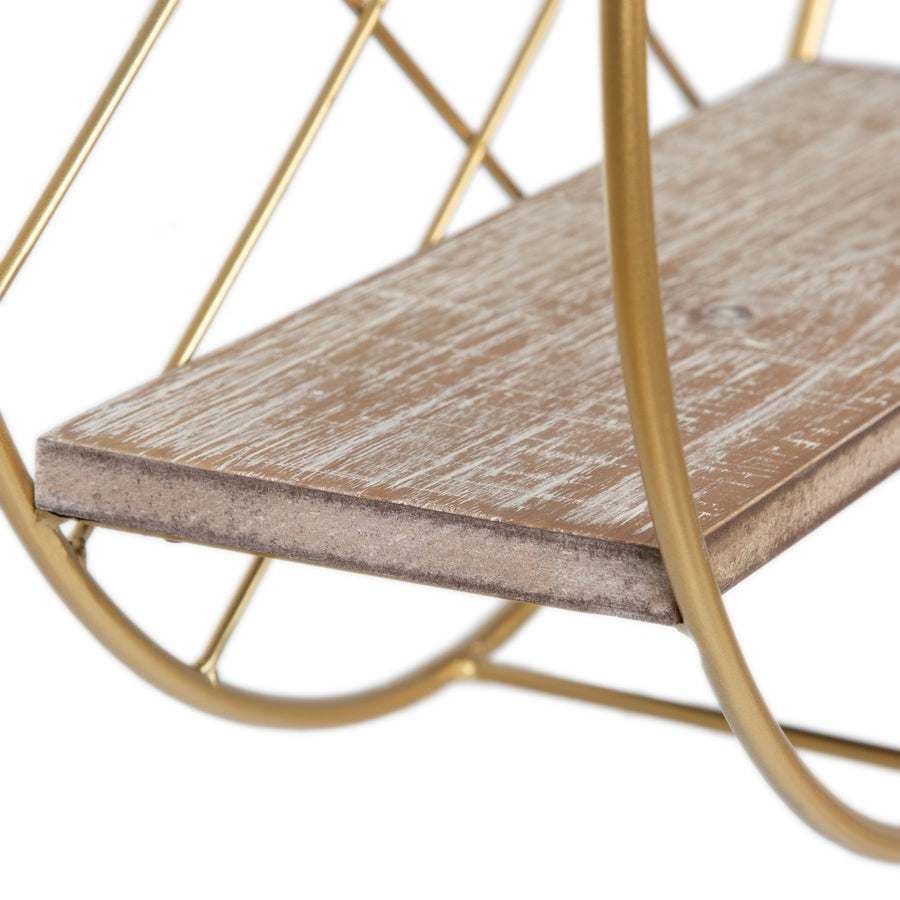 ESTANTE NATURAL-ORO METAL / MADERA 43 X 13 X 43 CM