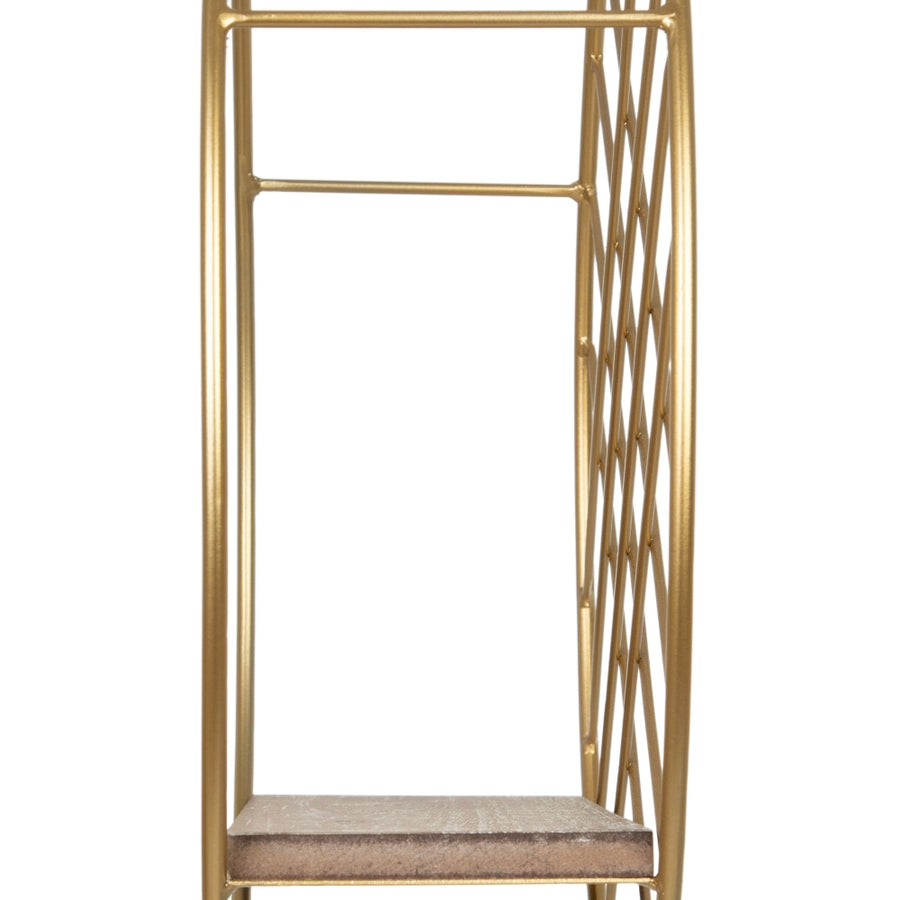 ESTANTE NATURAL-ORO METAL / MADERA 43 X 13 X 43 CM
