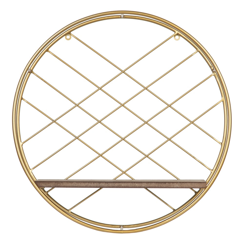 ESTANTE NATURAL-ORO METAL / MADERA 43 X 13 X 43 CM