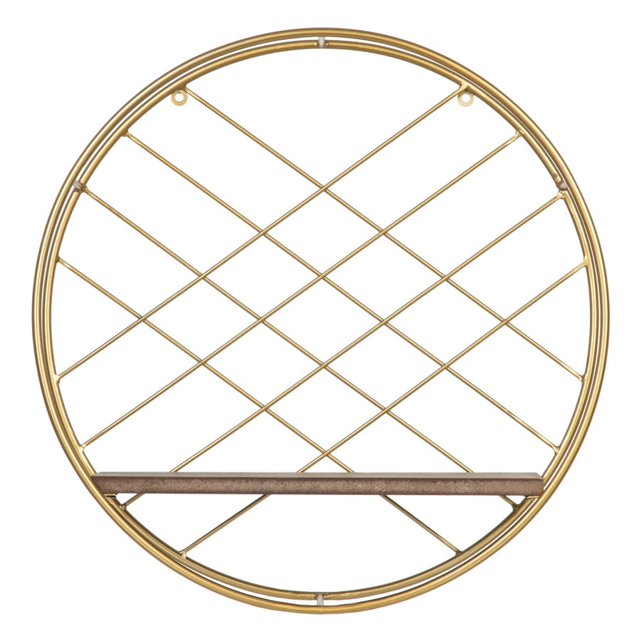 ESTANTE NATURAL-ORO METAL / MADERA 43 X 13 X 43 CM