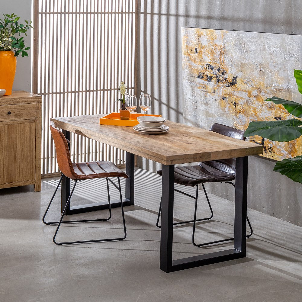 MESA COMEDOR NATURAL-NEGRO 160 X 90 X 76 CM