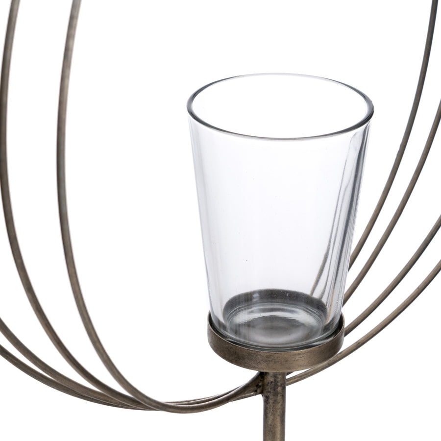 PORTAVELAS PLATA METAL-CRISTAL 32,50 X 14,30 X 49,50 CM