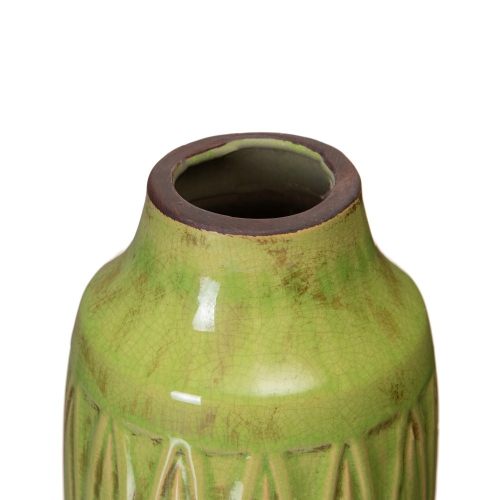 JARRÓN PISTACHO CERÁMICA DECORACIÓN 15 X 15 X 27,50 CM