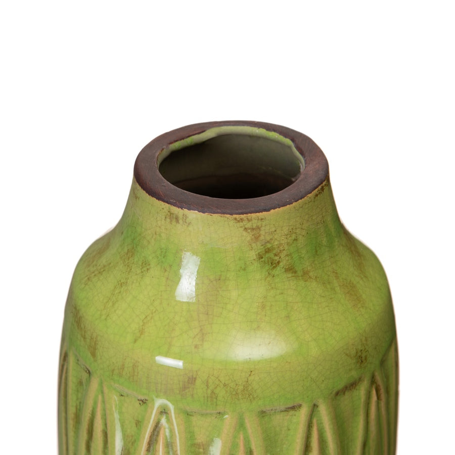 JARRÓN PISTACHO CERÁMICA DECORACIÓN 15 X 15 X 27,50 CM