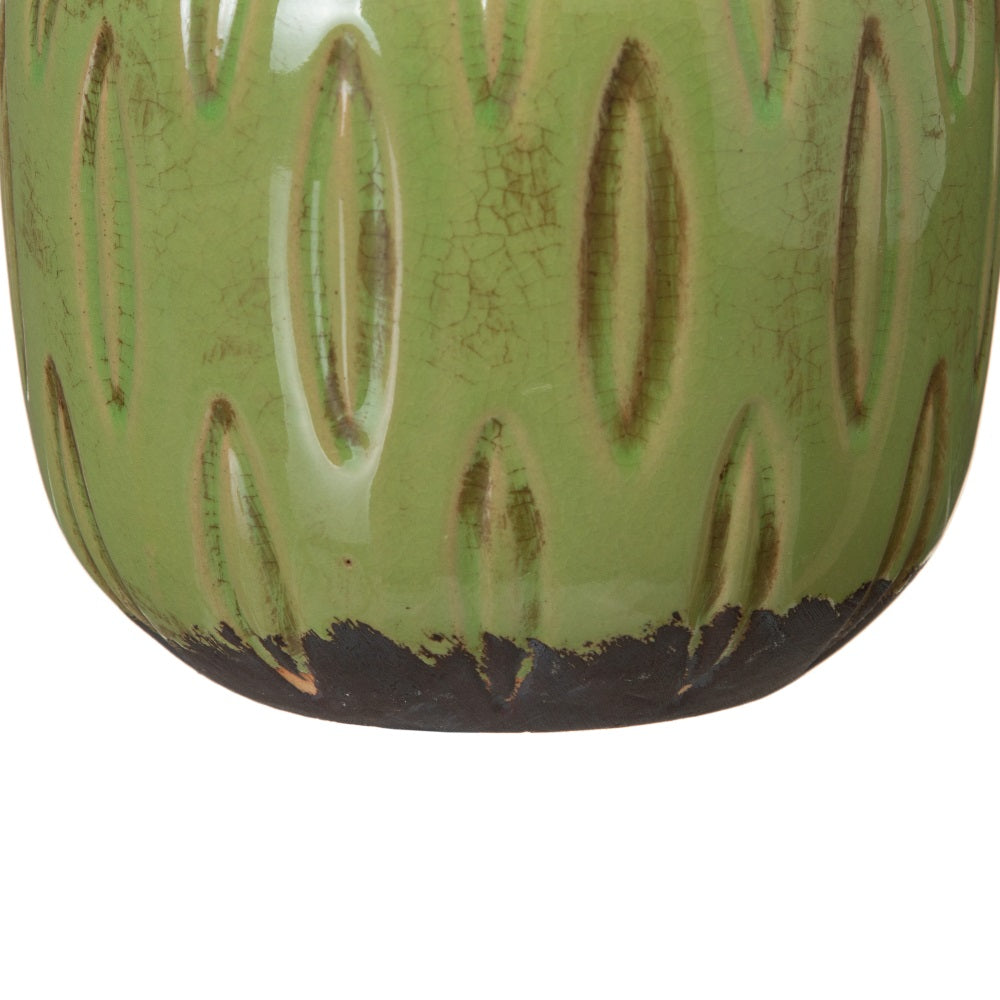 MACETERO PISTACHO CERÁMICA DECORACIÓN 16,50 X 16,50 X 15,50
