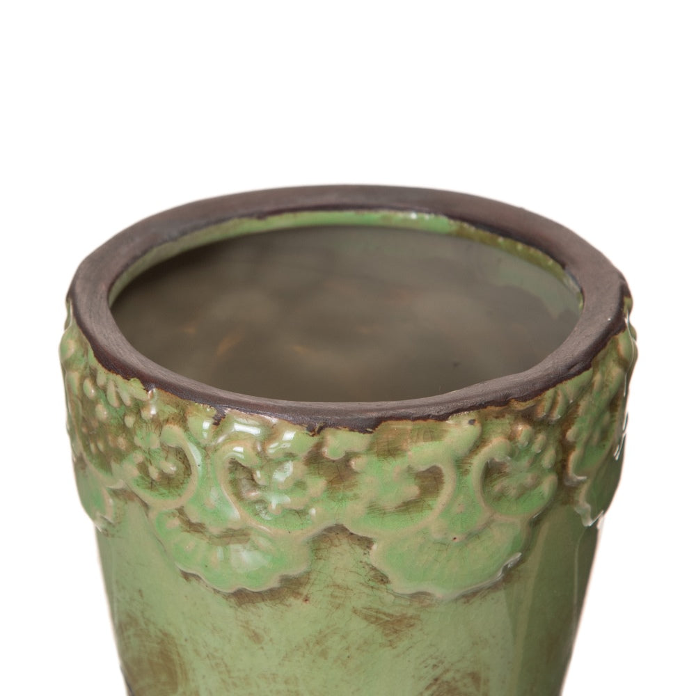 MACETERO PISTACHO CERÁMICA DECORACIÓN 11,50 X 11,50 X 11 CM