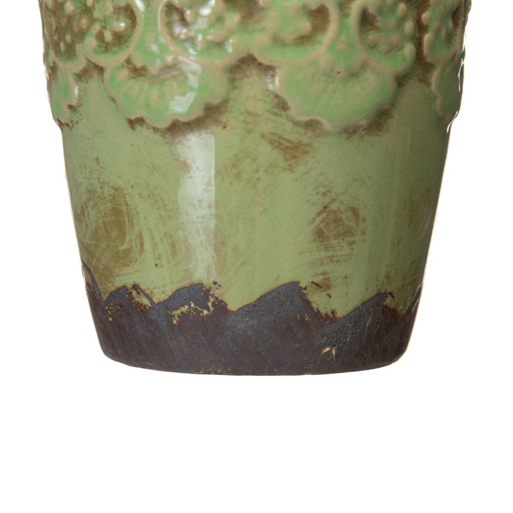 MACETERO PISTACHO CERÁMICA DECORACIÓN 11,50 X 11,50 X 11 CM