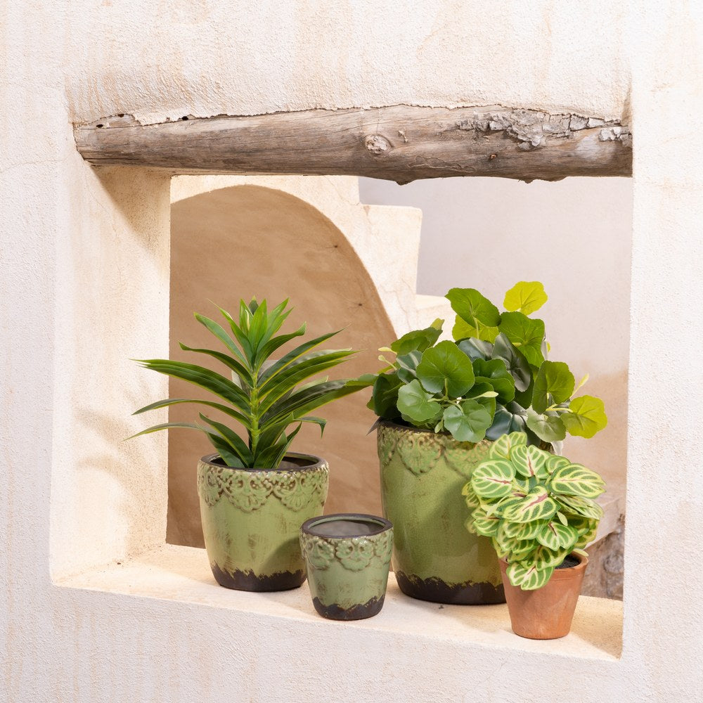MACETERO PISTACHO CERÁMICA DECORACIÓN 15,50 X 15,50 X 14 CM