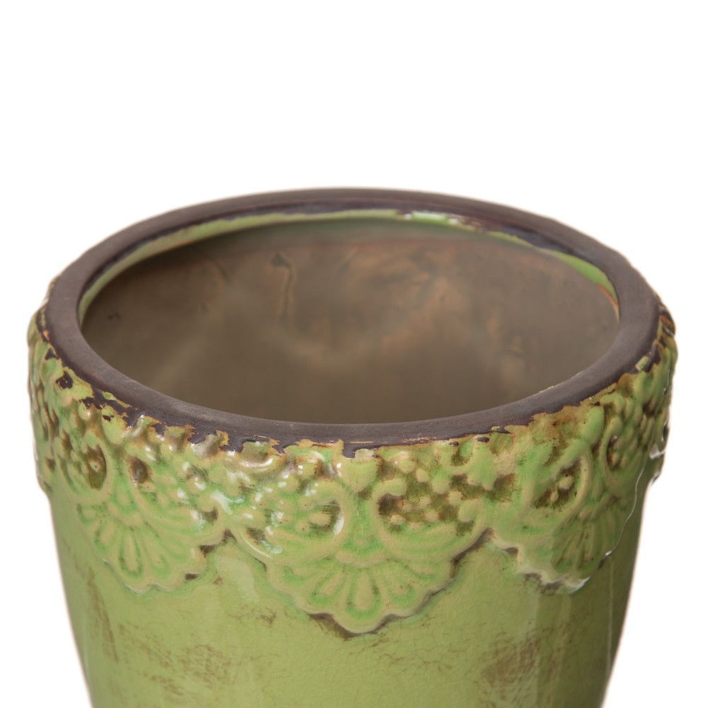 MACETERO PISTACHO CERÁMICA DECORACIÓN 15,50 X 15,50 X 14 CM