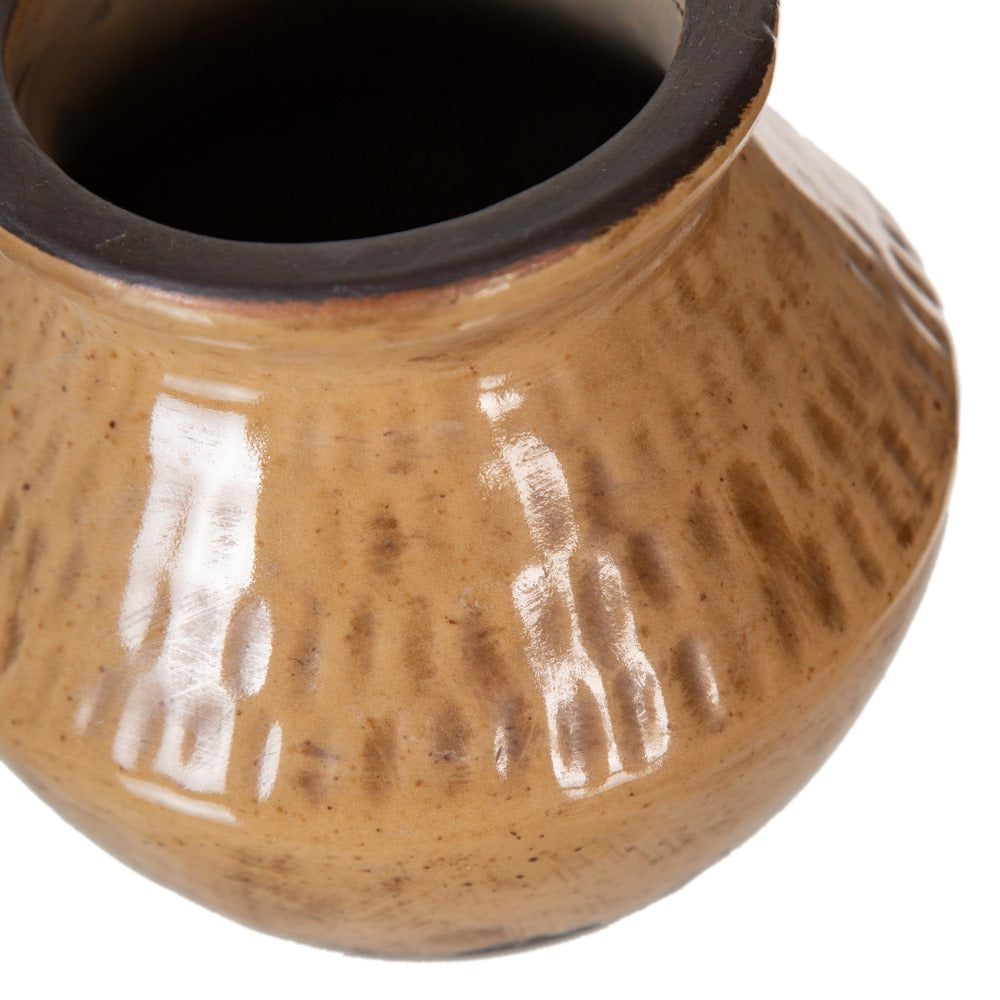 BROWN CERAMIC DECORATIVE VASE 13 X 13 X 11.50 CM