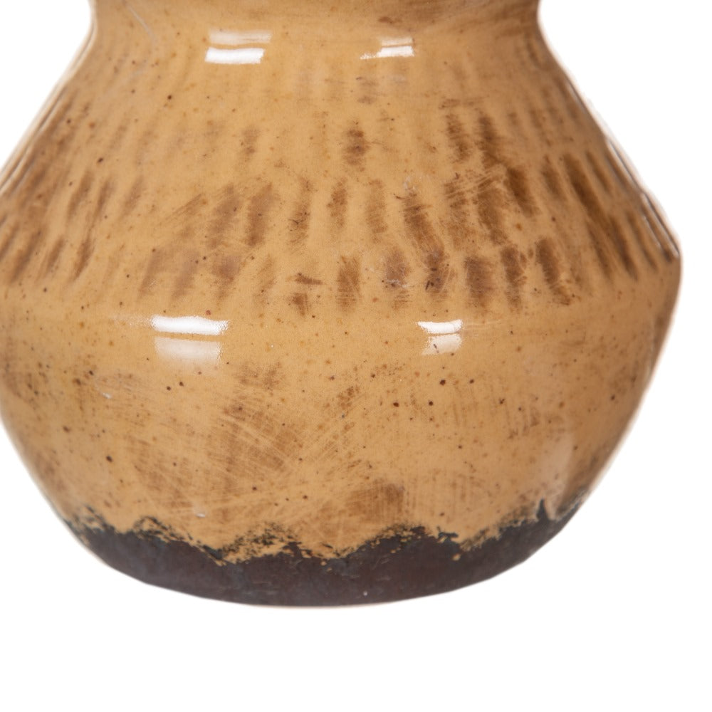 BROWN CERAMIC DECORATIVE VASE 13 X 13 X 11.50 CM