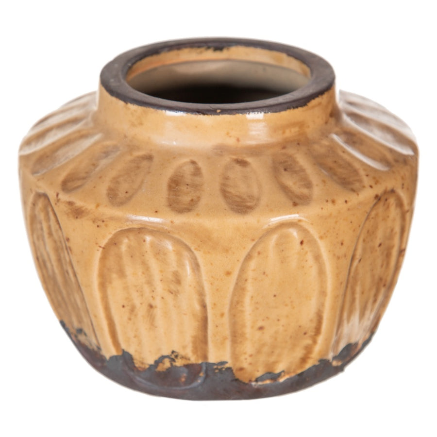 BROWN CERAMIC VASE DECORATION 11.50 X 11.50 X 8.50 CM