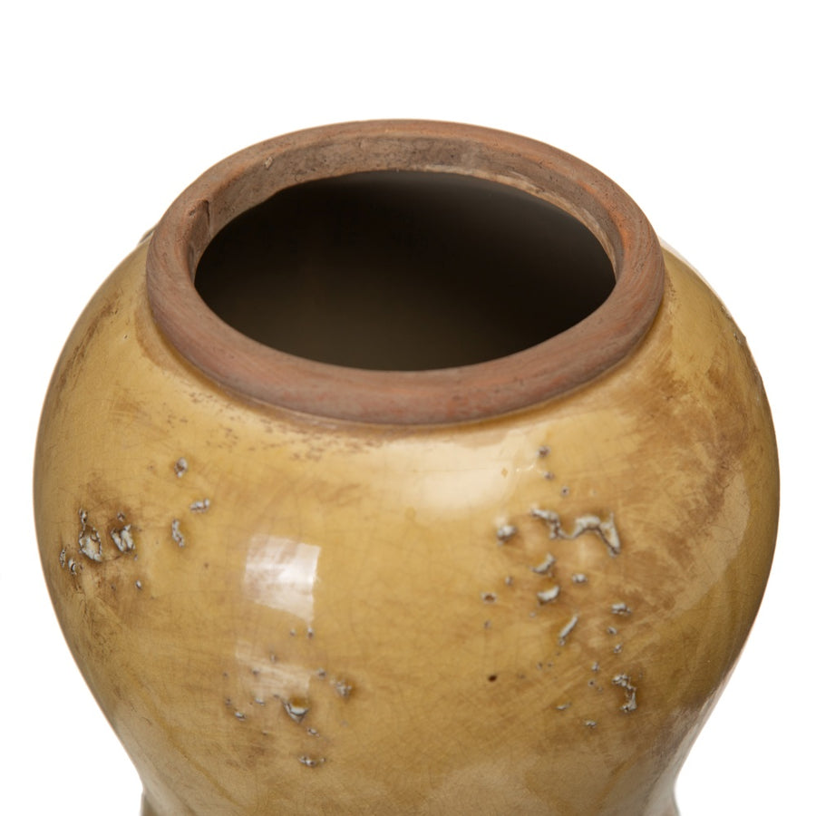 JARRÓN MOSTAZA CERÁMICA DECORACIÓN 14,50 X 14,50 X 21,50 CM
