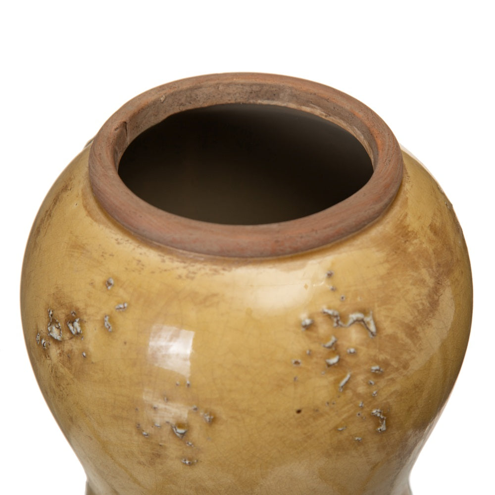 MUSTARD CERAMIC VASE DECORATION 14.50 X 14.50 X 21.50 CM
