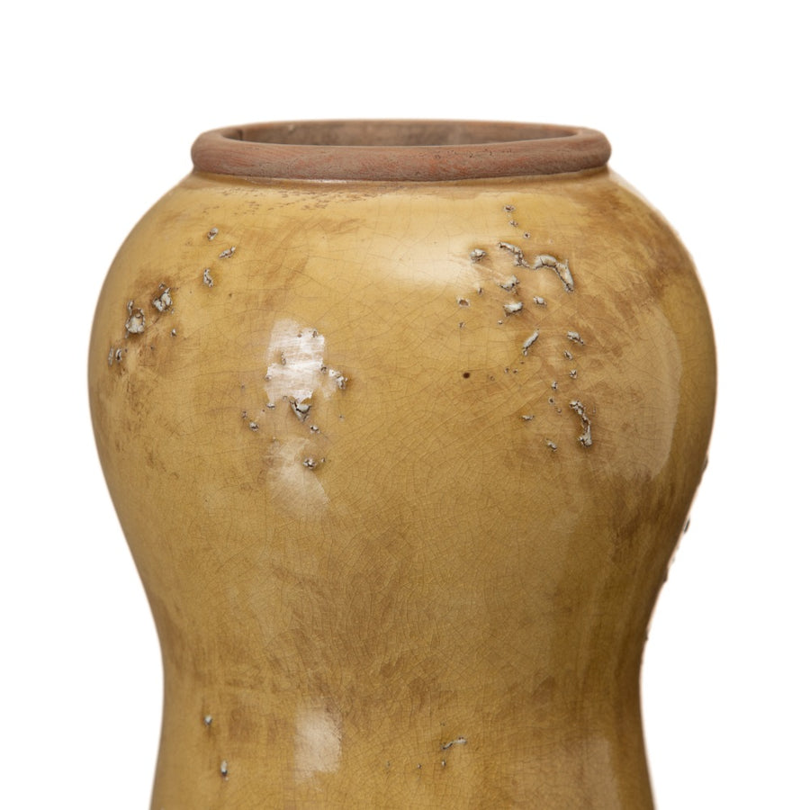 JARRÓN MOSTAZA CERÁMICA DECORACIÓN 14,50 X 14,50 X 21,50 CM