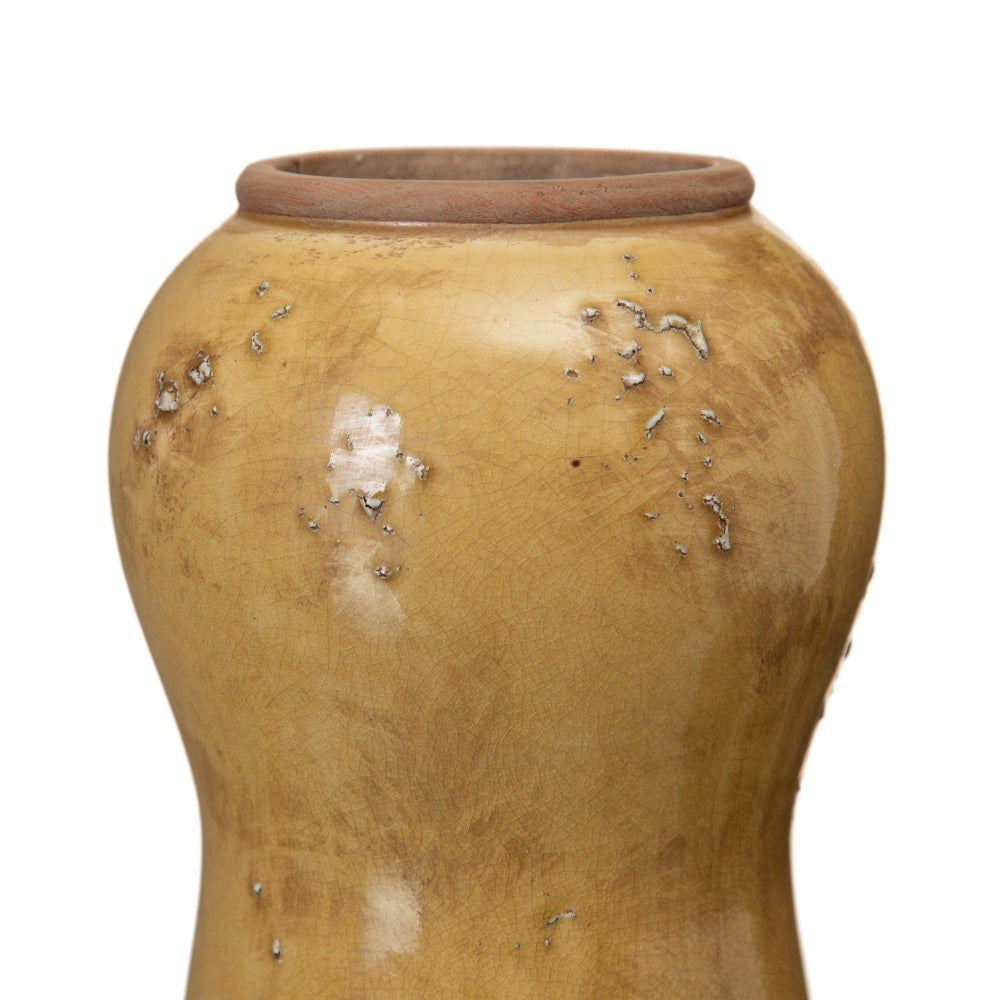MUSTARD CERAMIC VASE DECORATION 14.50 X 14.50 X 21.50 CM