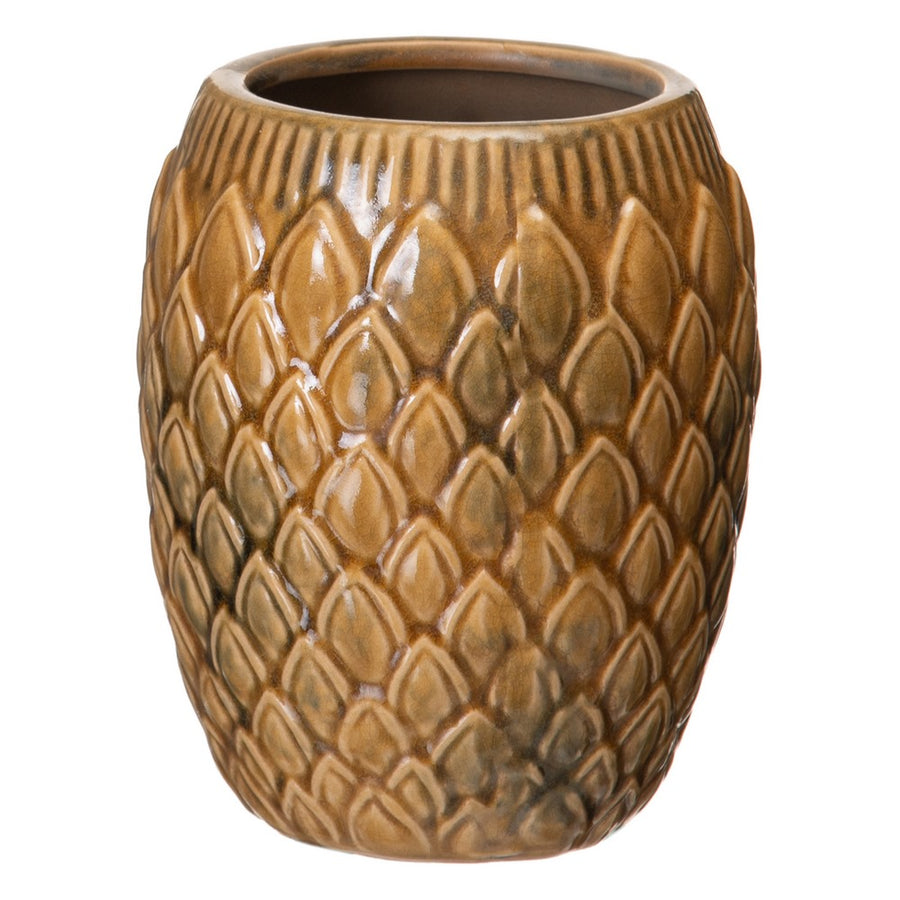 MUSTARD CERAMIC PLANTER DECORATION 15.50 X 15.50 X 18.50 CM