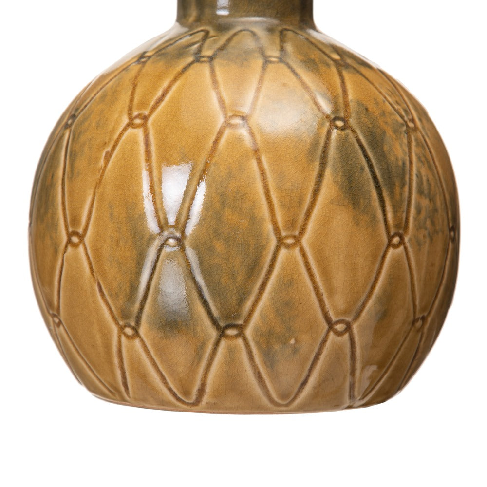 JARRÓN MOSTAZA CERÁMICA DECORACIÓN 17,50 X 17,50 X 18 CM