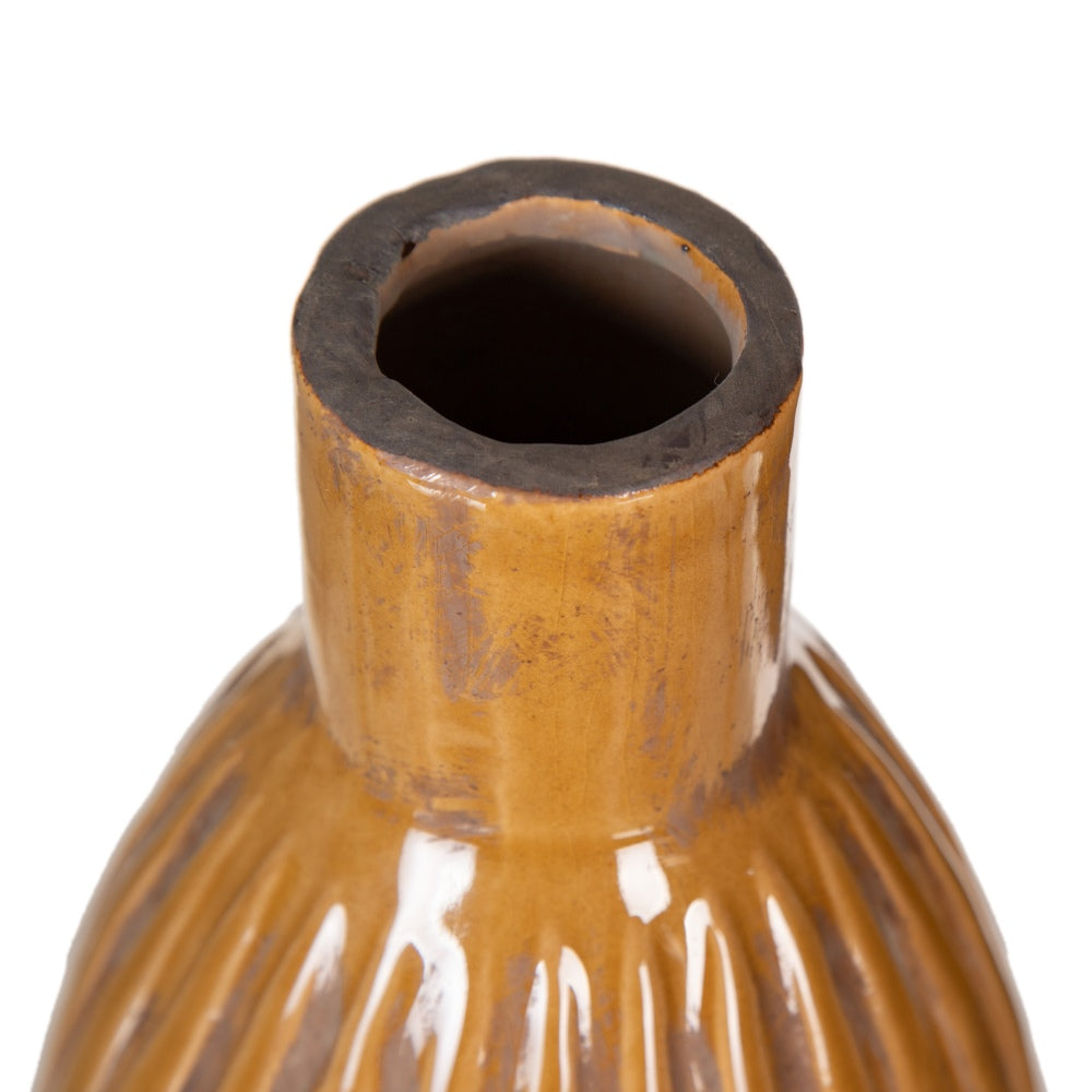 MUSTARD CERAMIC DECORATIVE VASE 14 X 14 X 25.50 CM