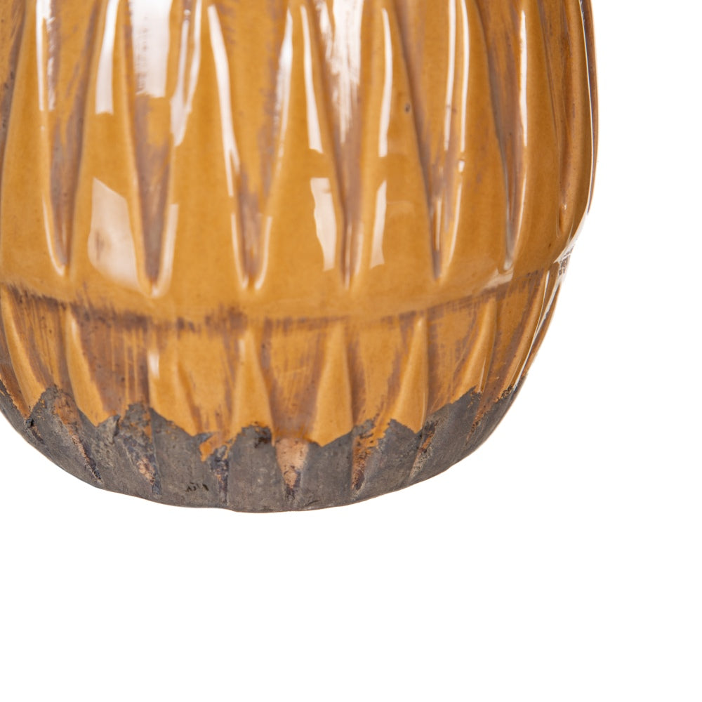 MUSTARD CERAMIC DECORATIVE VASE 14 X 14 X 25.50 CM