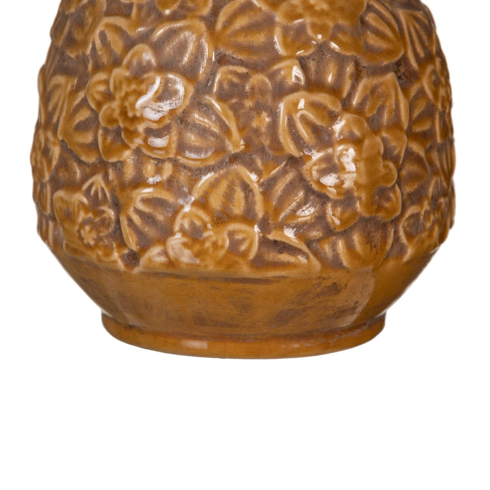 BROWN CERAMIC VASE DECORATION 16.50 X 16.50 X 16 CM