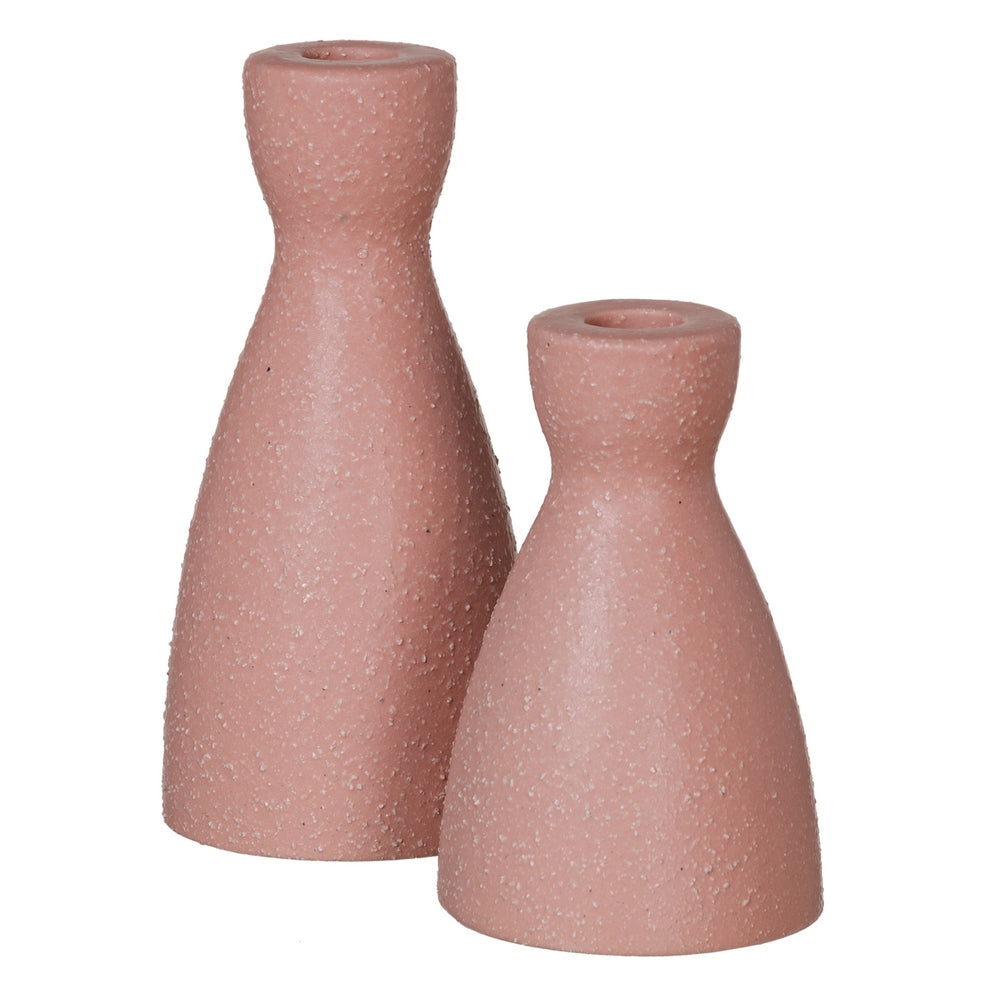 PALE PINK CERAMIC CANDLE HOLDER 9.50 X 9.50 X 12 CM