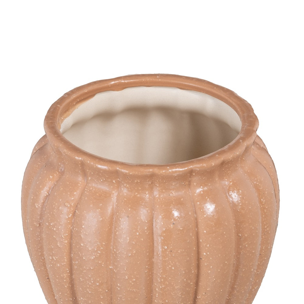 MACETERO SALMÓN CERÁMICA DECORACIÓN 17,50 X 17,50 X 14,50 CM