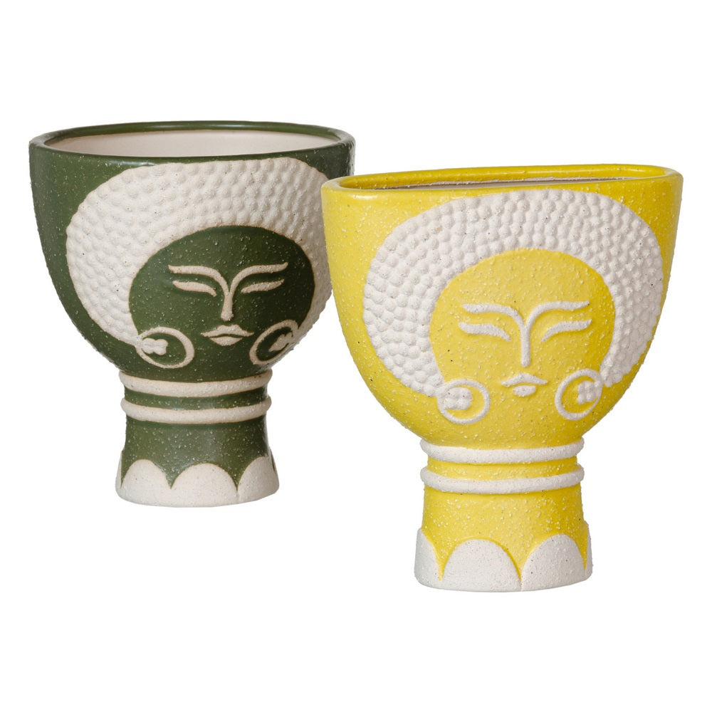 YELLOW FACE PLANTER CERAMIC 19 X 9 X 22 CM