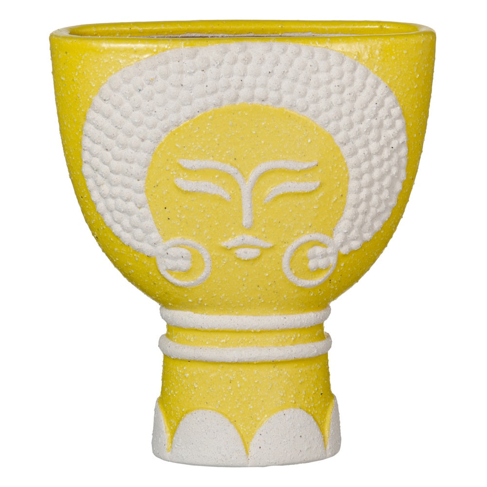 YELLOW FACE PLANTER CERAMIC 19 X 9 X 22 CM